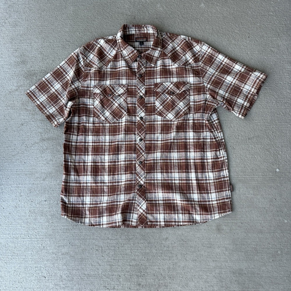 Patagonia Men's Organic Cotton Plaid Short Sleeve Shirt Size‎ L